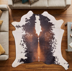 Sunburst Brown And White Cowhide Rug NOV26-151 (230cm x 230cm)