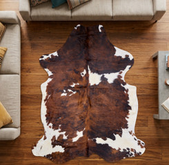 Brown And White Cowhide Rug NOV26-157 (210cm x 180cm)
