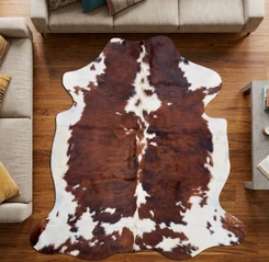 Deep Brown And White Cowhide Rug NOV26-163 (180cm x 180cm)
