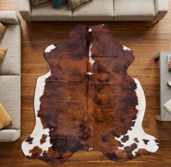 Brown And White Cowhide Rug NOV26-166 (180cm x 180cm)