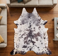 Burnt Black And White Speckled Cowhide Rug NOV26-179 (250cm x 220cm)