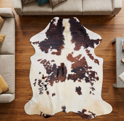 Spotted Brown Abd Cream Cowhide Rug NOV26-182 (220cm x 200cm)