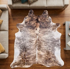 Brown, Grey And White Brindle Cowhide Rug NOV26-192 (220cm x 200cm)