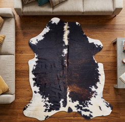 Deep Brown  And White Cowhide Rug NOV26-200 (210cm x 190cm)