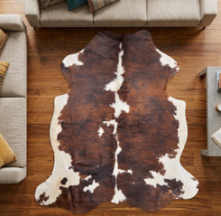 Deep Brown And White Cowhide Rug NOV26-220 (180cm x 170cm)