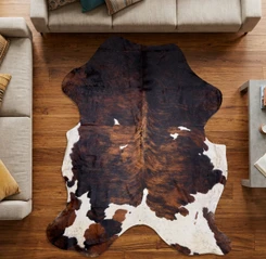Deep Mahogany And White Cowhide Rug NOV26-226 (220cm x 190cm)