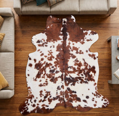 Dappled Brown And White Cowhide Rug NOV26-230 (200cm x 190cm)