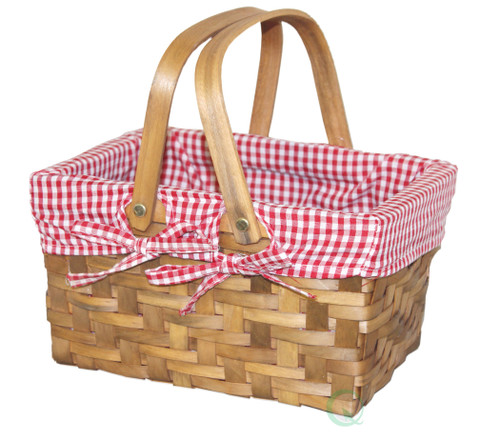 Rectangular Basket Lined with Gingham Lining, Small (36) Rectangular Basket Lined with Gingham Lining, Small (36)
