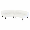 Endless Large Curve Low Back Loveseat - White Vinyl Channel Stitch, Black Frame, 2 Seats