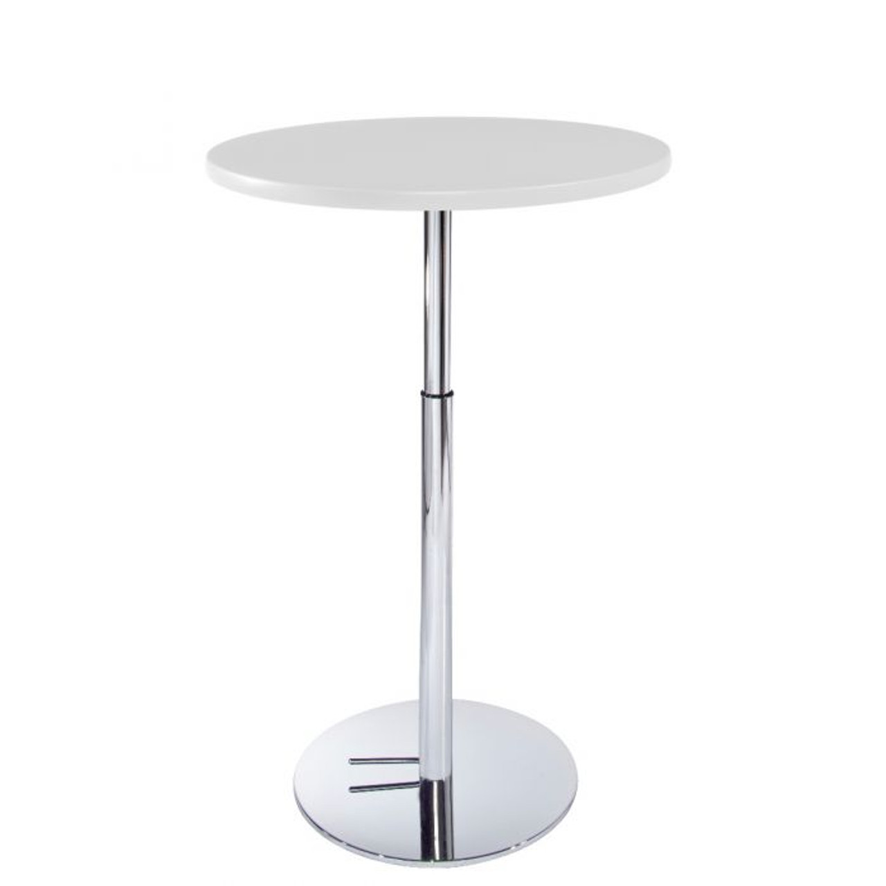 30" Round Bar Table w/ Hydraulic Base - White