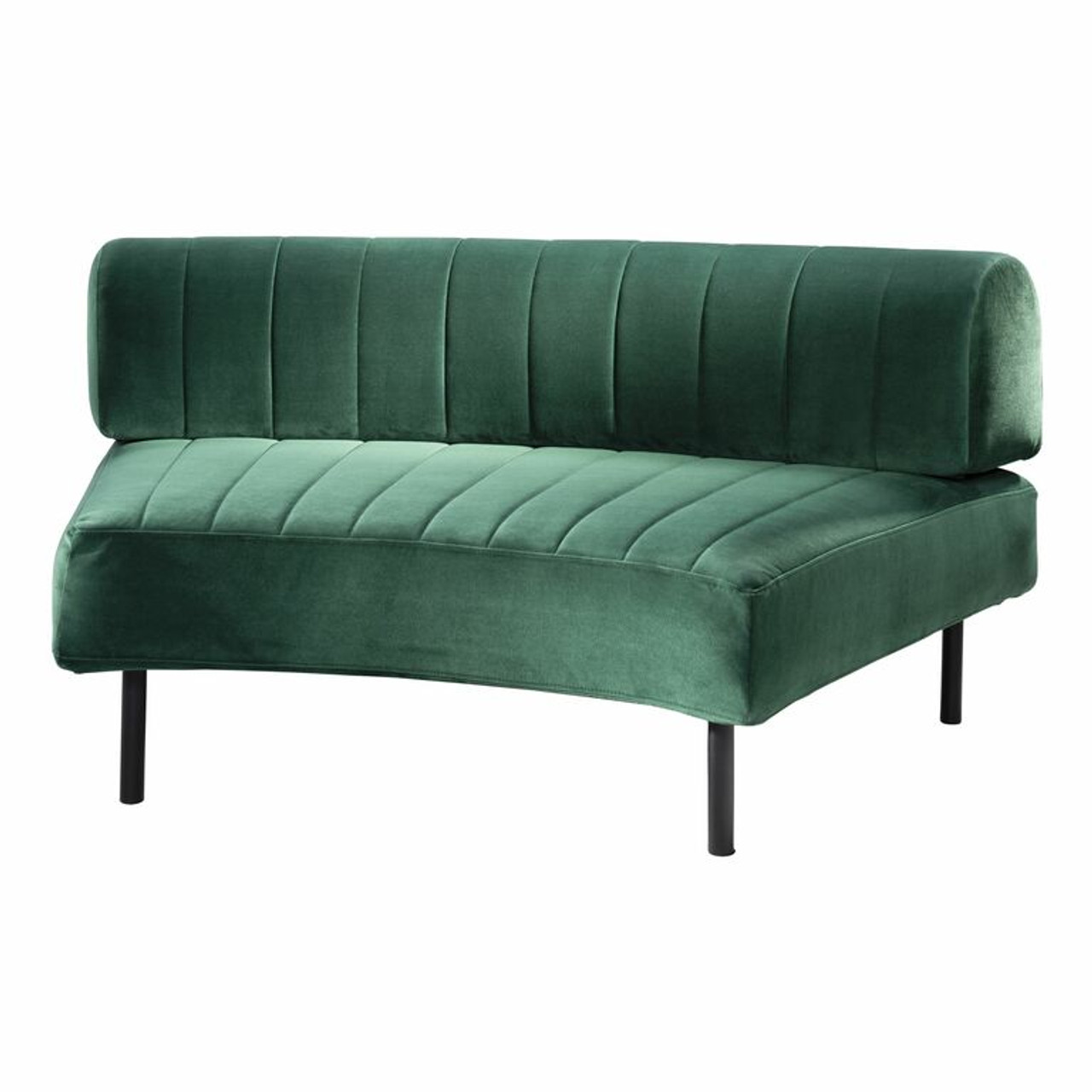 Endless Large Curve Low Back Chair - Emerald Velvet Channel Stitch, Black Frame