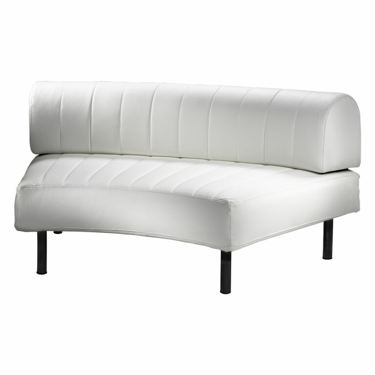 Endless Large Curve Low Back Chair - White Vinyl Channel Stitch, Black Frame