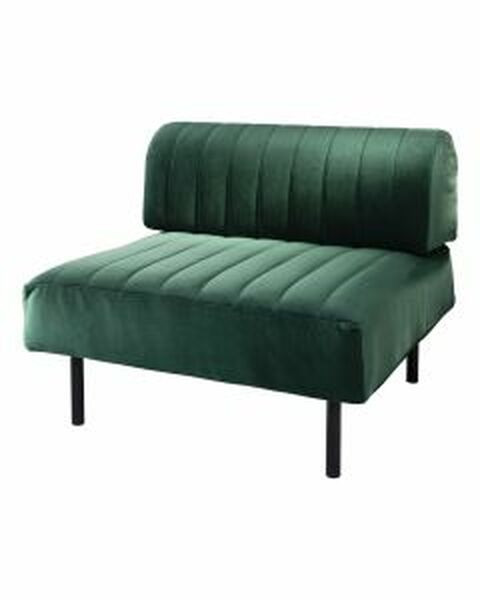 Endless Square Low Back Chair Emerald Velvet Channel Stitch, Black