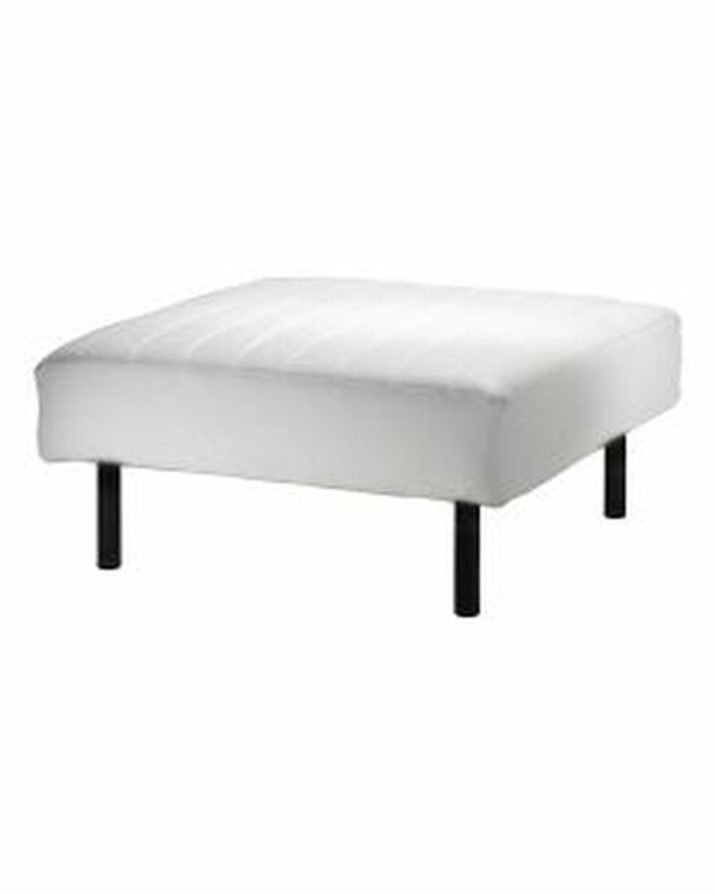 Endless Square Ottoman - White Vinyl Channel Stitch, Black Frame