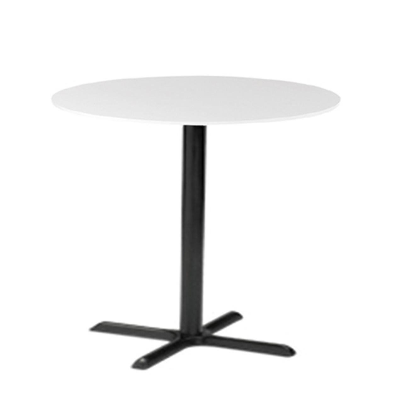 30" Round White Cafe Table - Black Base