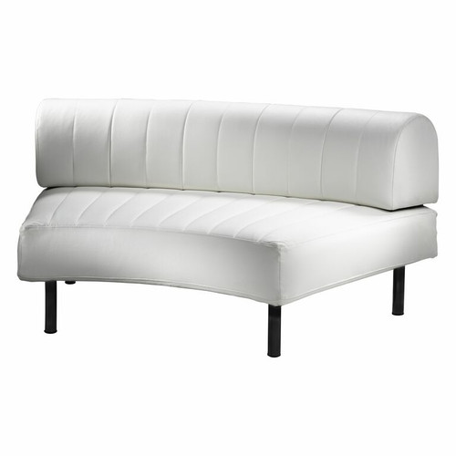 Endless Large Curve Low Back Chair - White Vinyl Channel Stitch, Black Frame