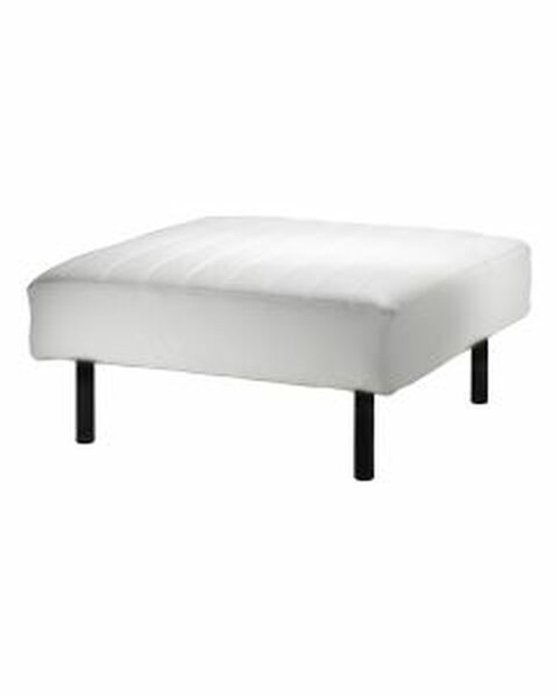 Endless Square Ottoman - White Vinyl Channel Stitch, Black Frame