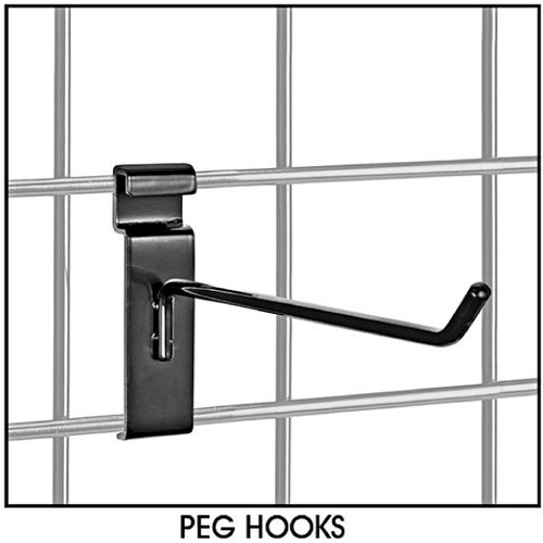 8" Gridwall Peg Hook - Black