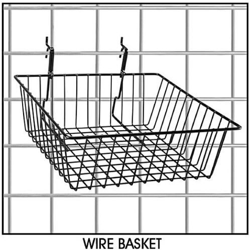 12"L x 12"W x 4" Deep Gridwall Wire Basket - Black