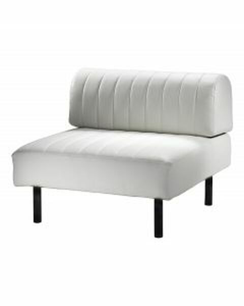 Endless Square Low Back Chair White Vinyl Channel Stitch, Black Frame