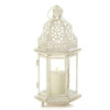 Vintage-Look White Candle Lantern - 12 inches