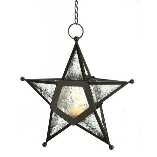 Hanging Star-Shaped Tealight Candle Lantern - 9.5 inches