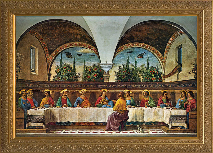 Last Supper by Ghirlandaio - Gold Framed Art - Catholic to the Max