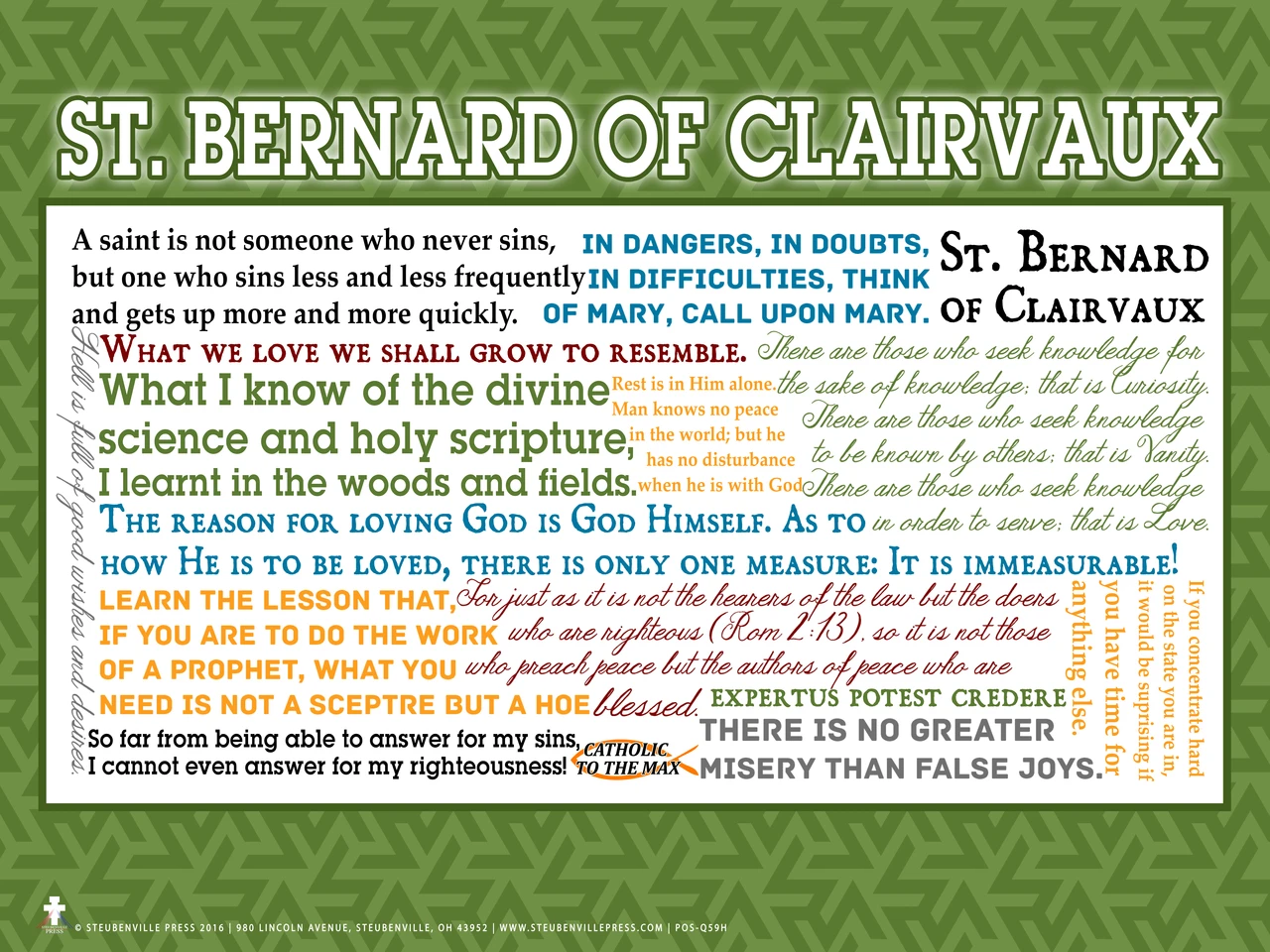 Saint Bernard of Clairvaux Quote Poster - Catholic to the Max - Online ...