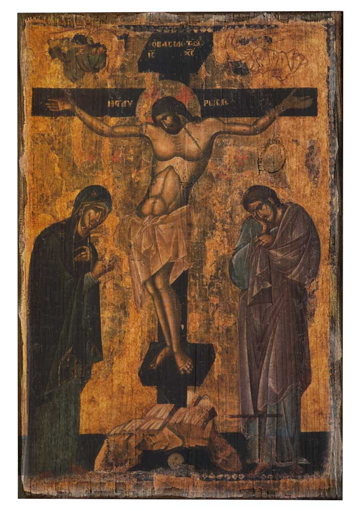 Crucifixion II Rustic Wood Icon Plaque - Catholic to the Max