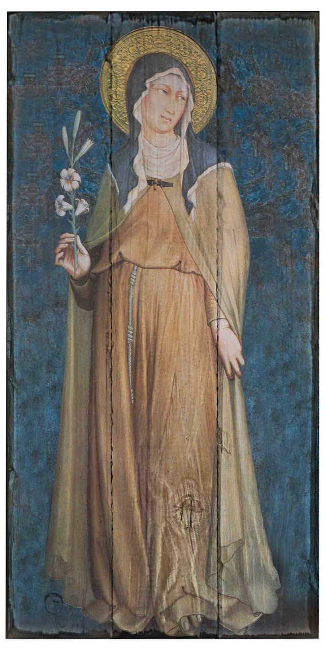 St. Clare Rustic Wood Icon Plaque - Catholic to the Max - Online ...