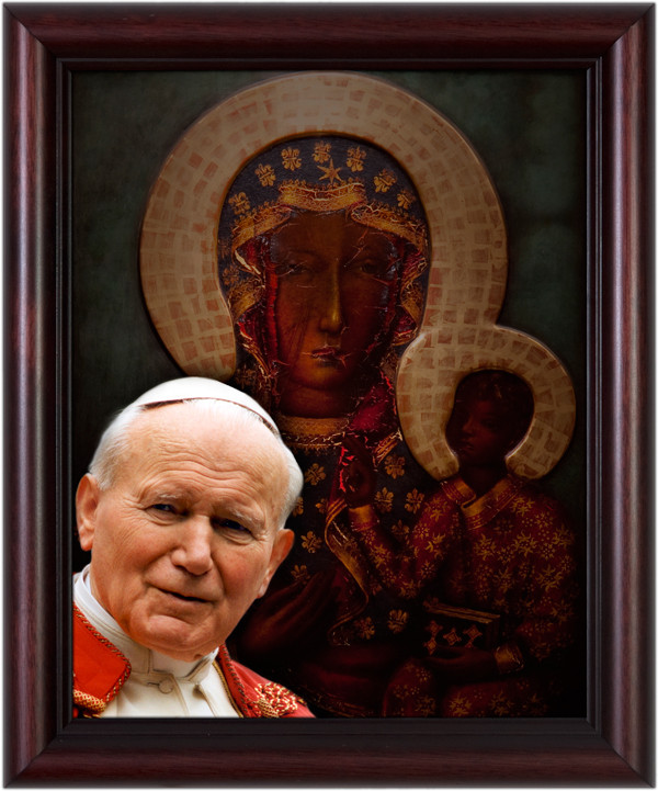 St. John Paul II and Our Lady of Czestochowa Framed Art - Catholic to ...