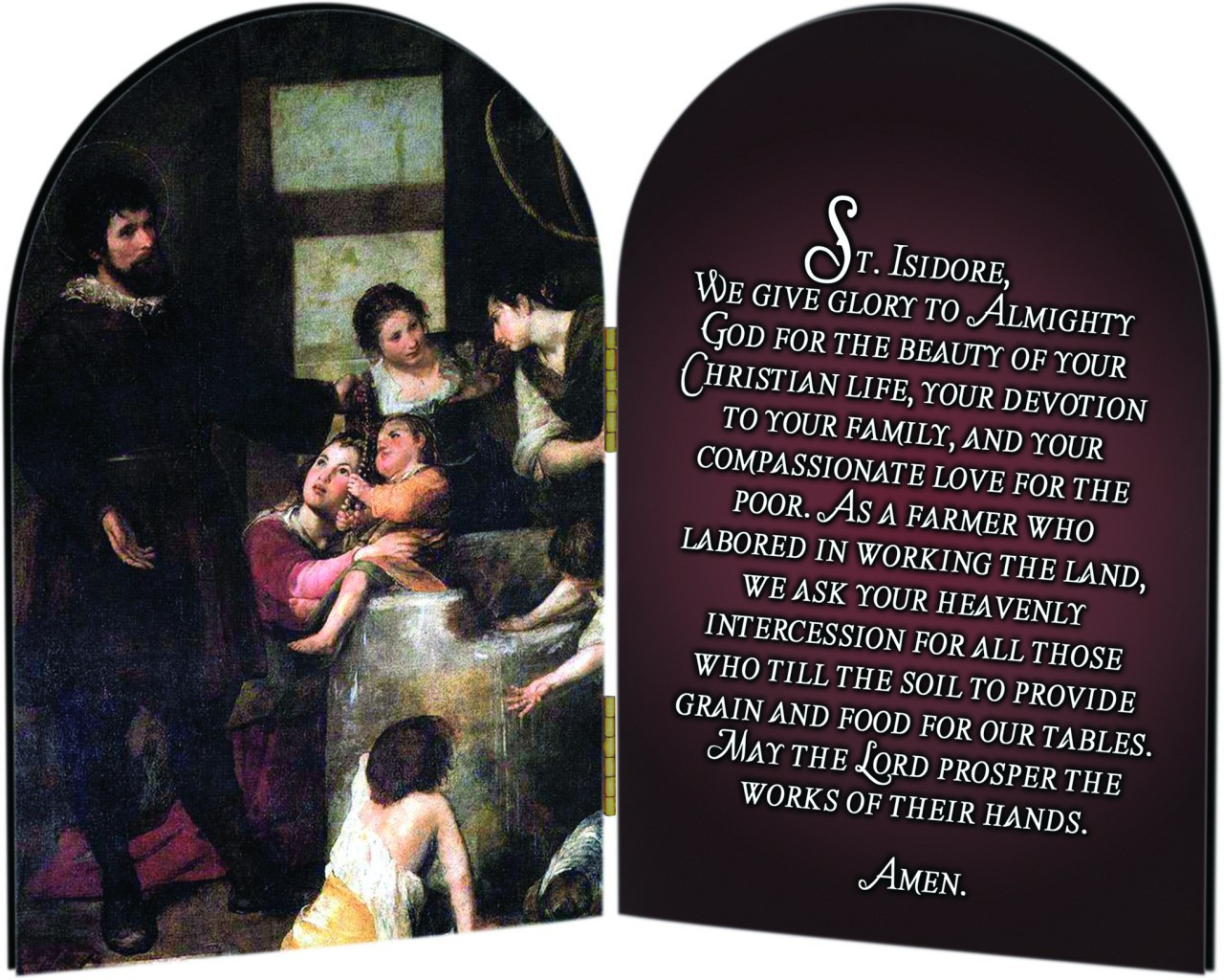 St. Isidore Farmer's Prayer Arched Diptych Catholic to the Max