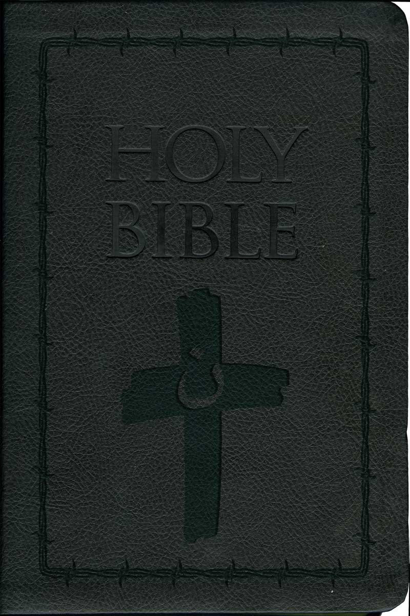 Laser Embossed Catholic Bible with Orange Cross Cover Black NABRE