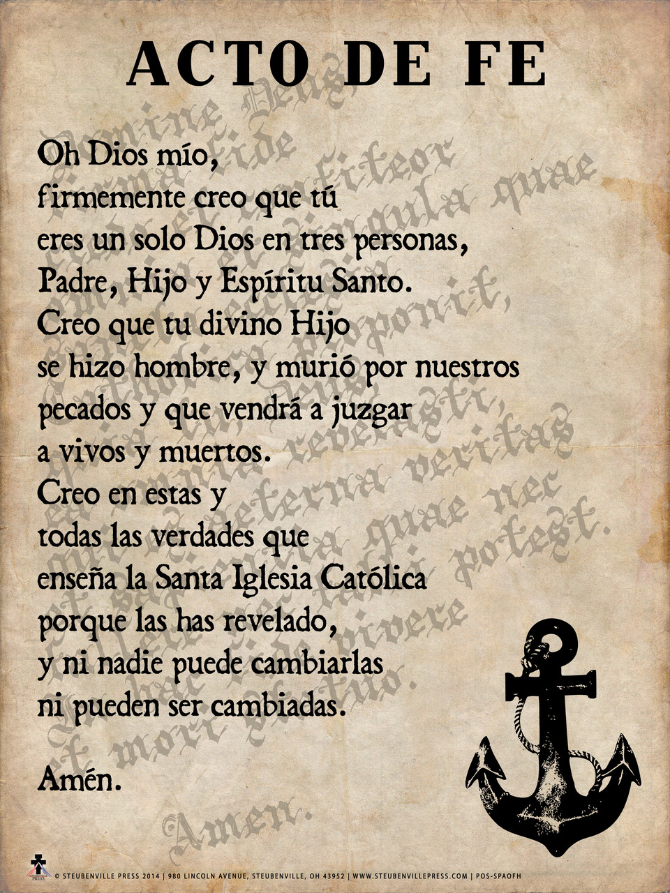 Spanish Act of Faith Poster - Catholic to the Max - Online ...