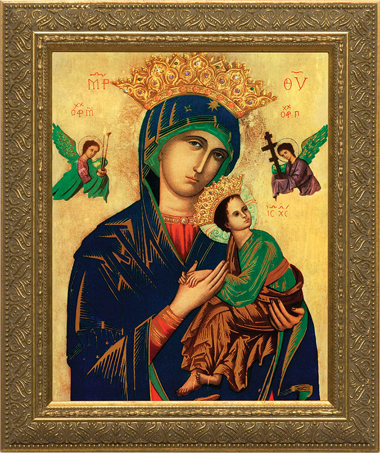 Our Lady of Perpetual Help Canvas - Gold Framed Art