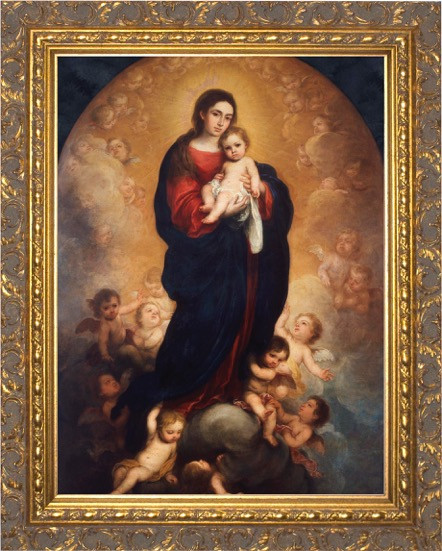 Madonna and Child in Glory by Murillo - Ornate Gold Framed Art ...