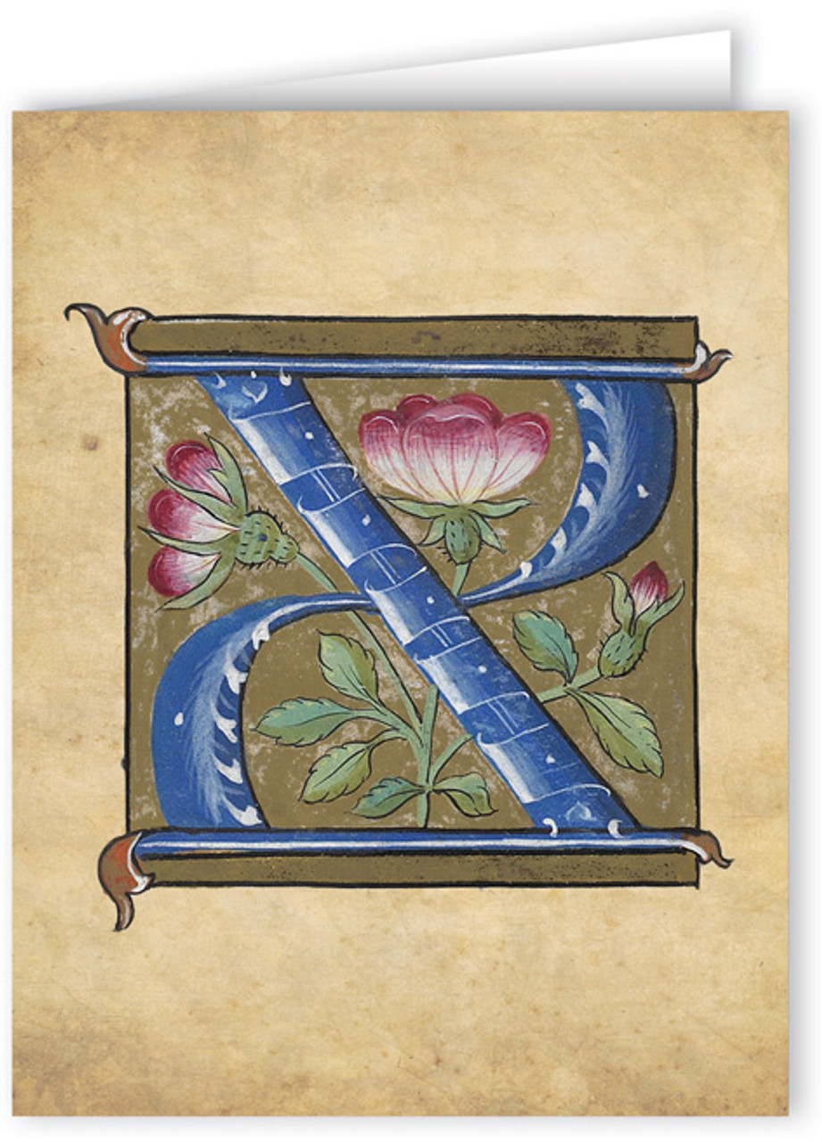 Letter X Illuminated Manuscript Note Card