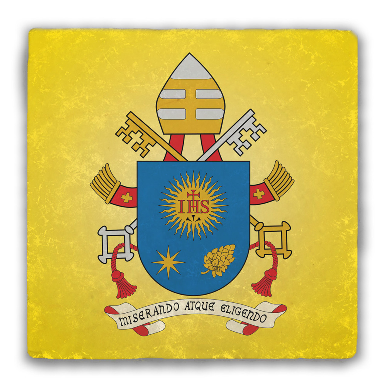 Pope Francis Coat of Arms Tumbled Stone Tile Catholic to the Max Online Catholic Store