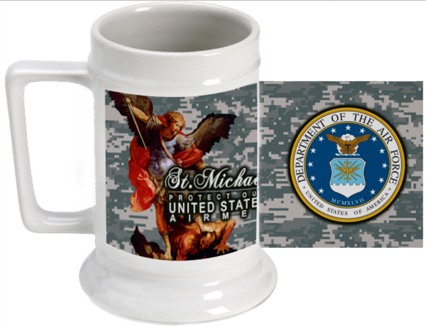 St Michael Air Force Beer Stein - Catholic to the Max - Online Catholic  Store