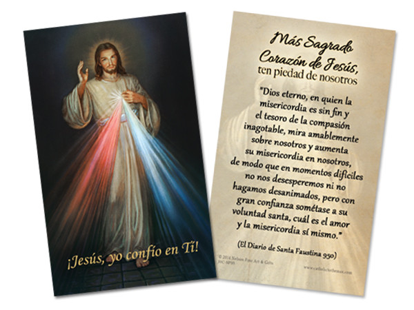 Spanish Divine Mercy Holy Card - 