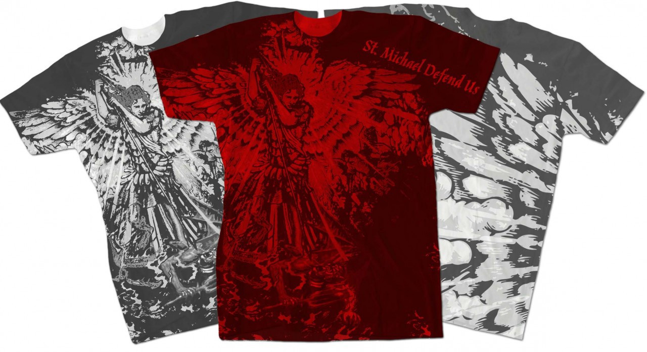 St. Michael Defend Us Full Color T 