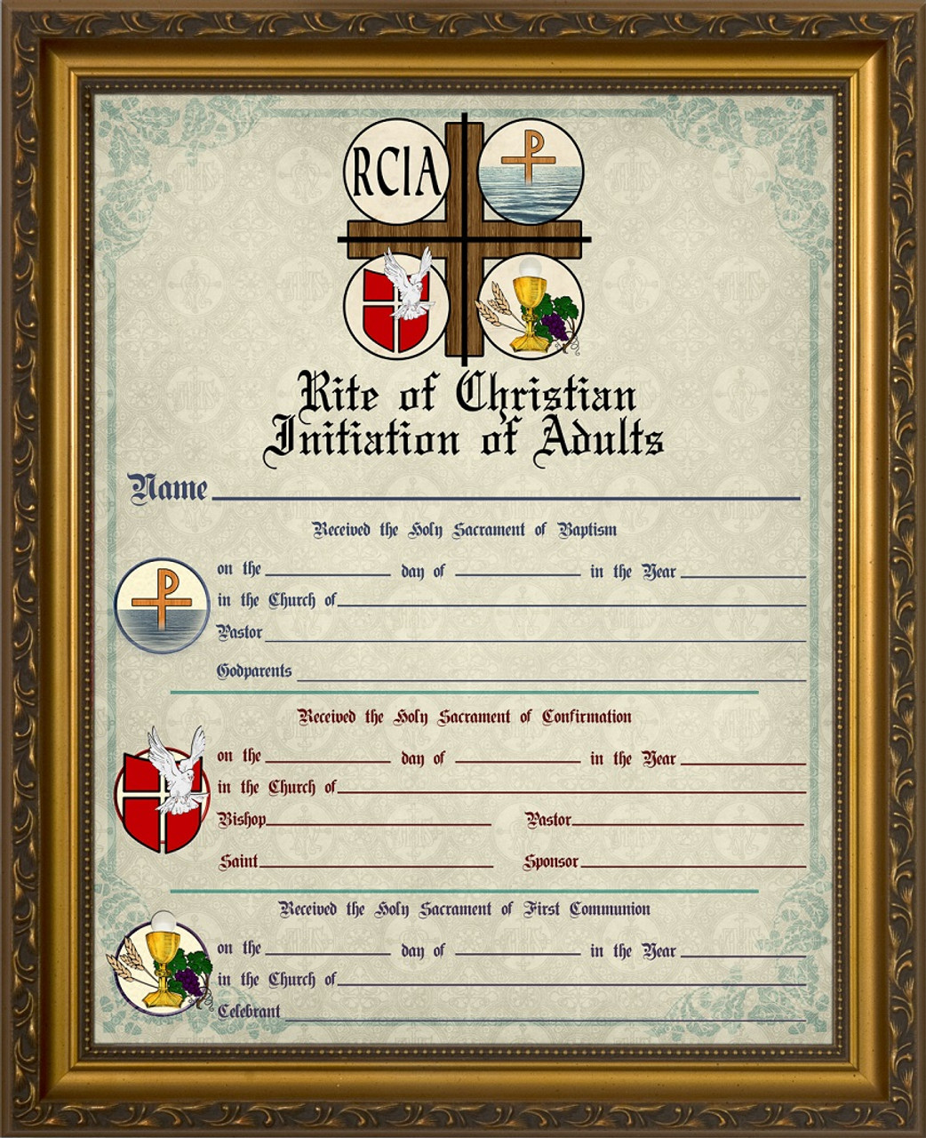 RCIA Sacrament Certificate of Initiation in Gold Frame - Catholic to the Max - Online Catholic Store rcia-sacrament-certificate-of-initiation-in-gold-frame-catholic-to-the-max-online-catholic-store