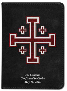 Personalized Catholic Bible with Cross of Jerusalem (Crusader) Cover - Black RSVCE