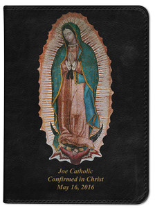 Personalized Catholic Bible with Our Lady of Guadalupe Cover - Black NABRE