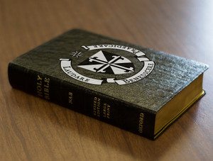 Personalized Catholic Bible with Dominican Shield Cover - Black Genuine Leather NABRE Personalized Catholic Bible with Dominican Shield Cover - Black Genuine Leather NABRE