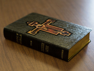 Personalized Catholic Bible with Byzantine Crucifix Cover - Black Genuine Leather NABRE Personalized Catholic Bible with Byzantine Crucifix Cover - Black Genuine Leather NABRE