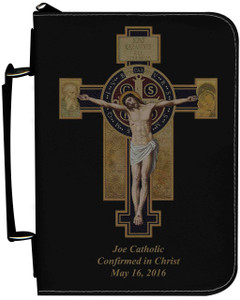 Personalized Bible Cover with Benedictine Cross Graphic - Black Personalized Bible Cover with Benedictine Cross Graphic - Black