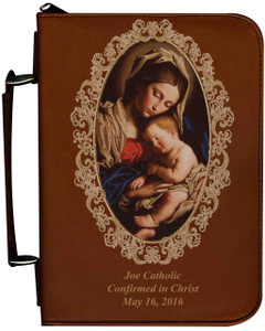 Personalized Bible Cover with Madonna and Her Child Graphic - Tawny Personalized Bible Cover with Madonna and Her Child Graphic - Tawny