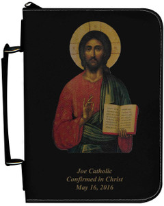 Personalized Bible Cover with Christ the Teacher Icon Graphic - Black Personalized Bible Cover with Christ the Teacher Icon Graphic - Black