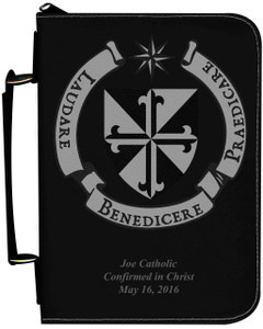 Personalized Bible Cover with Dominican Shield Graphic - Black Personalized Bible Cover with Dominican Shield Graphic - Black